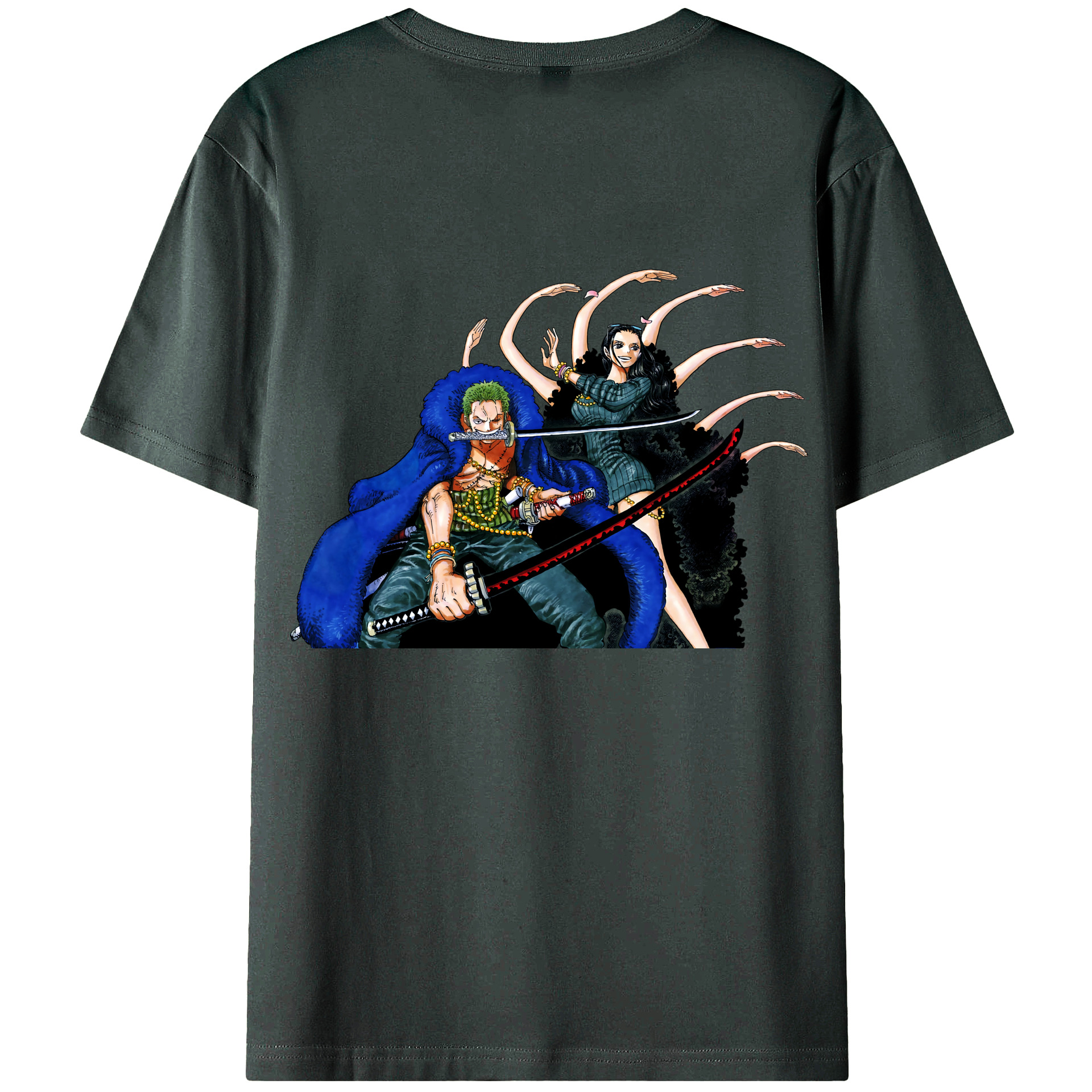 ワンピース ロロノア・ゾロ ONE PIECE Roronoa Zoro 綿100％ メンズ半袖Tシャツ（バックプリント） 通気性